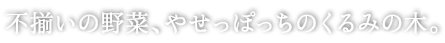 不揃いの野菜、やせっぽっちのくるみの木。